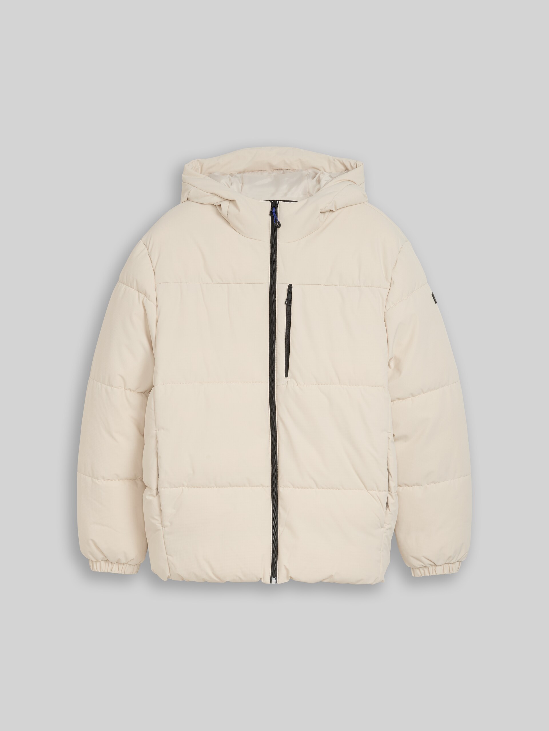 Relaxed Fit Puffer-Jacke mit Kapuze - Dusty Beige - Vorder-Produkt-Ansicht