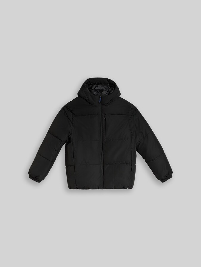 Pufferjack met capuchon in relaxed fit door Denim Male, Black