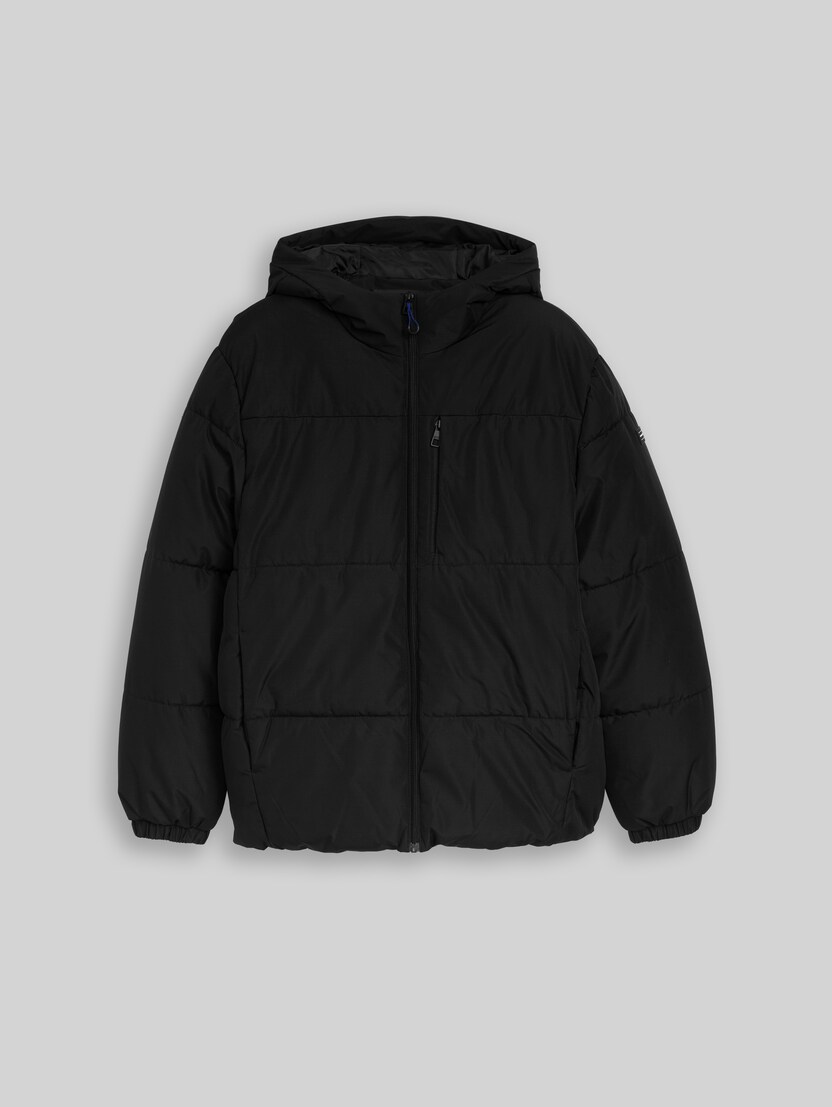 Veste matelassée coupe décontractée avec capuche par Denim Male, Black