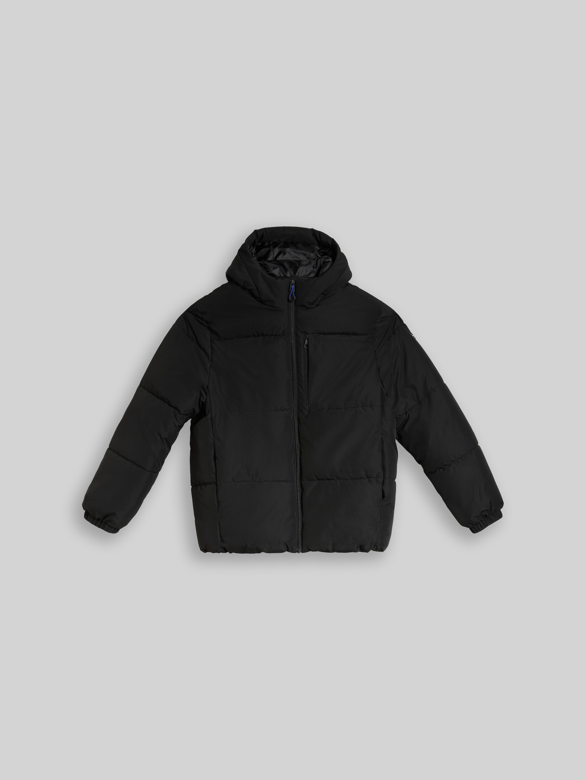 Relaxed Fit Puffer-Jacke mit Kapuze - Black - Vorder-Produkt-Ansicht