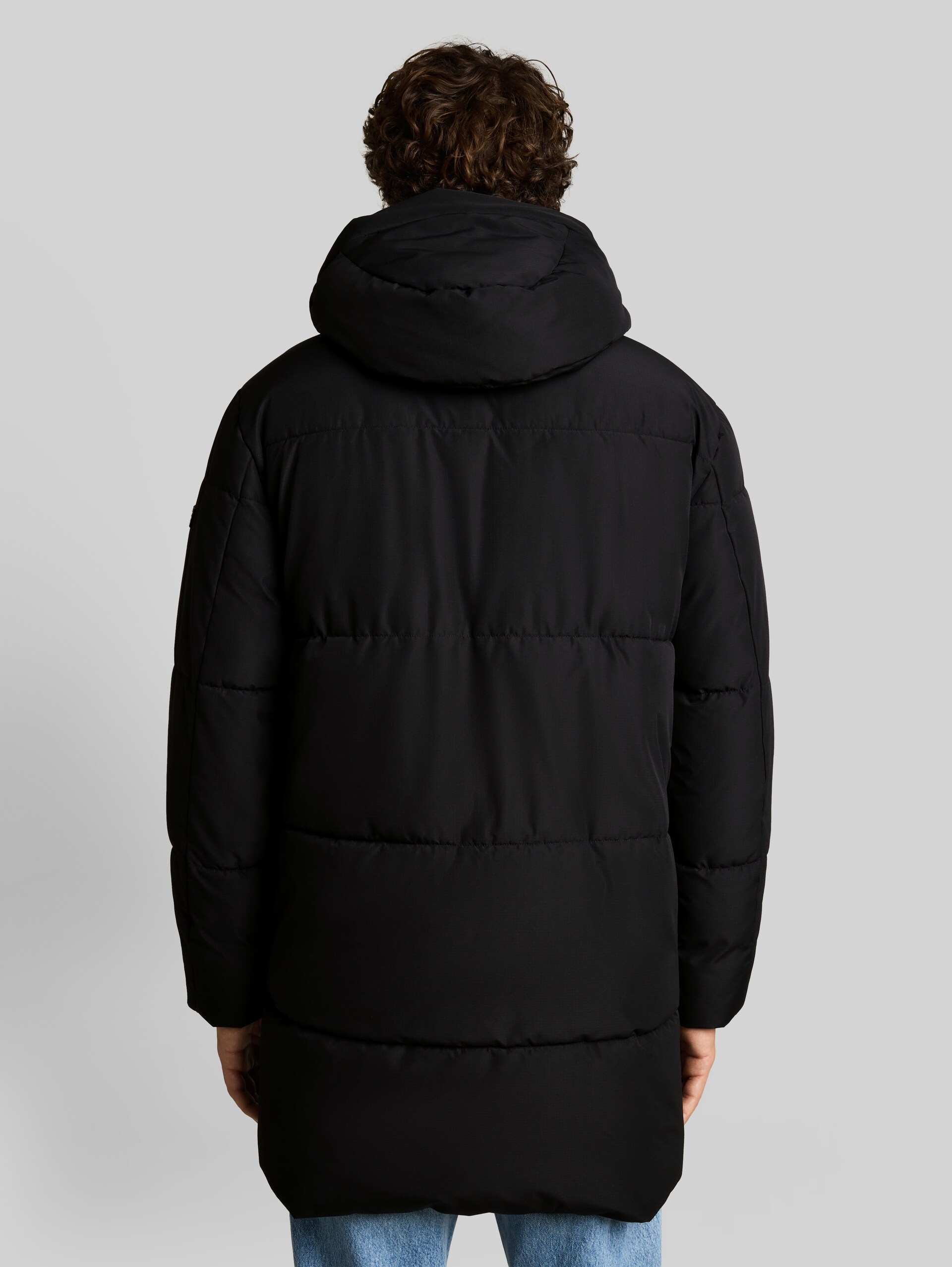 Relaxed-fit padded parka - Black - Model-back view