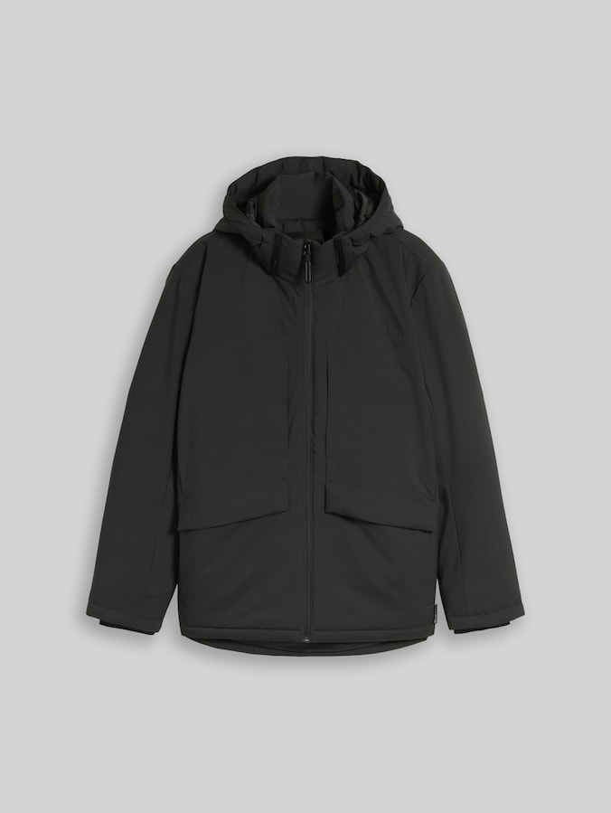 Veste technique coupe décontractée avec capuche amovible par Denim Male, Coal Mine Grey