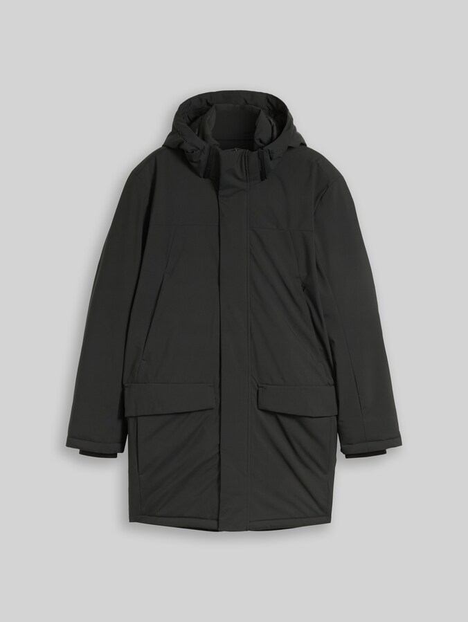 Relaxed Fit Parka mit abnehmbarer Kapuze von Denim Male, Coal Mine Grey