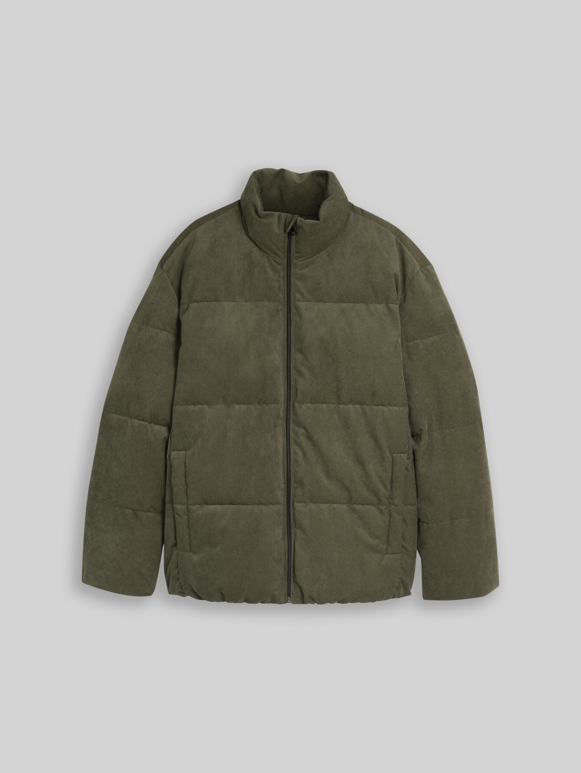 Relaxed Fit Cord Pufferjacke - urban olive green - Vorder-Produkt-Ansicht
