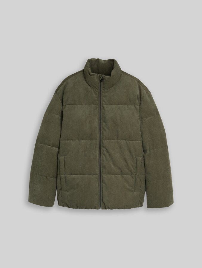 Veste matelassée en velours côtelé à la coupe décontractée par Denim Male, urban olive green
