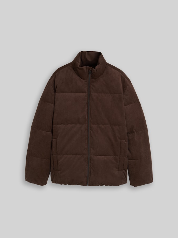 Relaxed fit corduroy pufferjas door Denim Male, cool dark brown