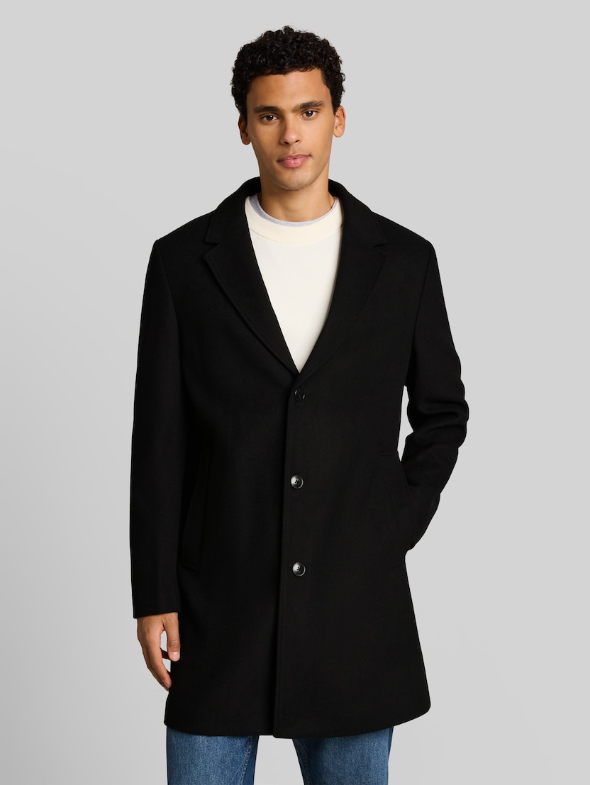 Relaxed fit wollen jas met reverskraag door Denim Male, Black