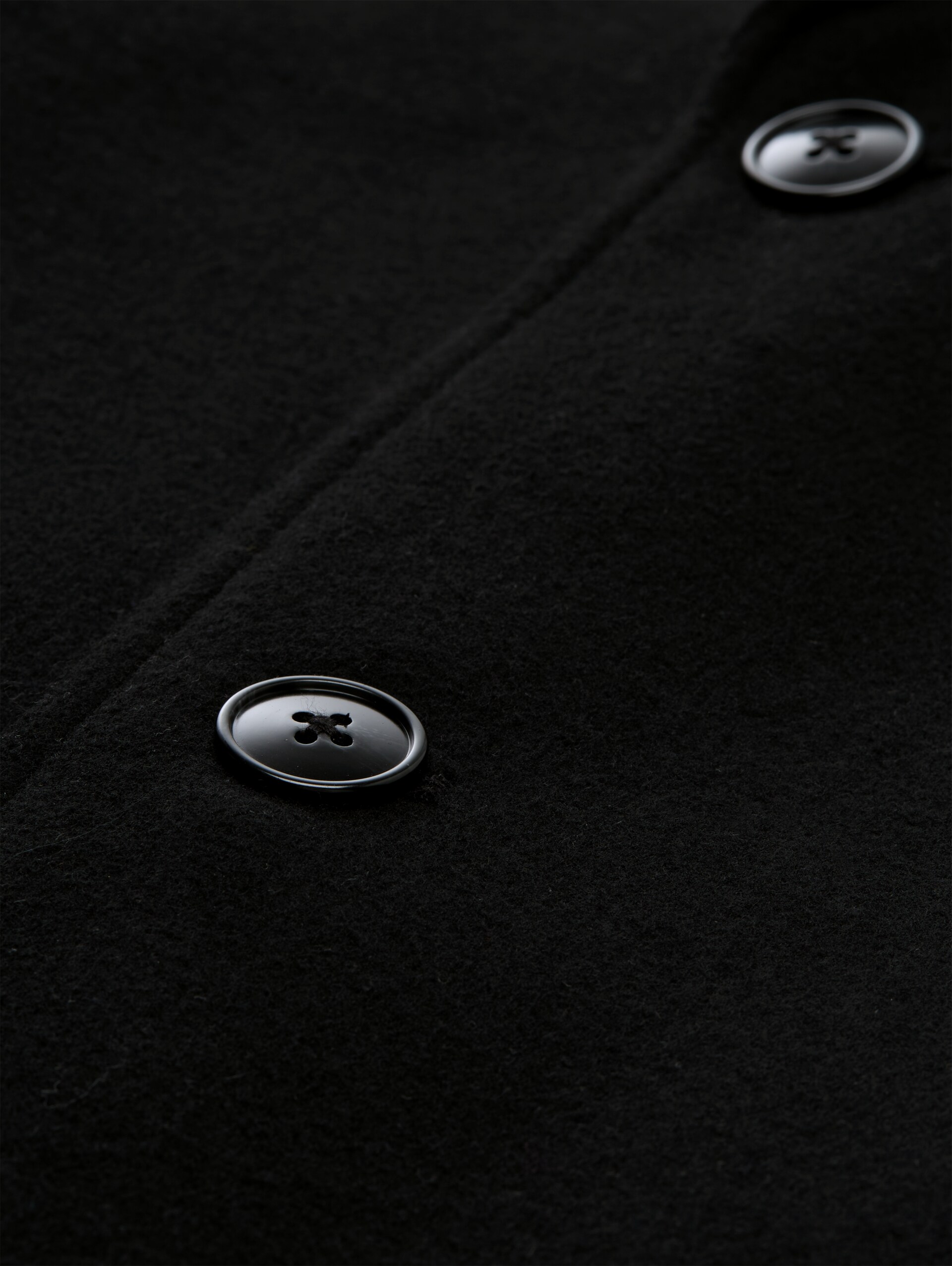 Relaxed fit wollen jas met reverskraag - Black - Detailaanzicht product