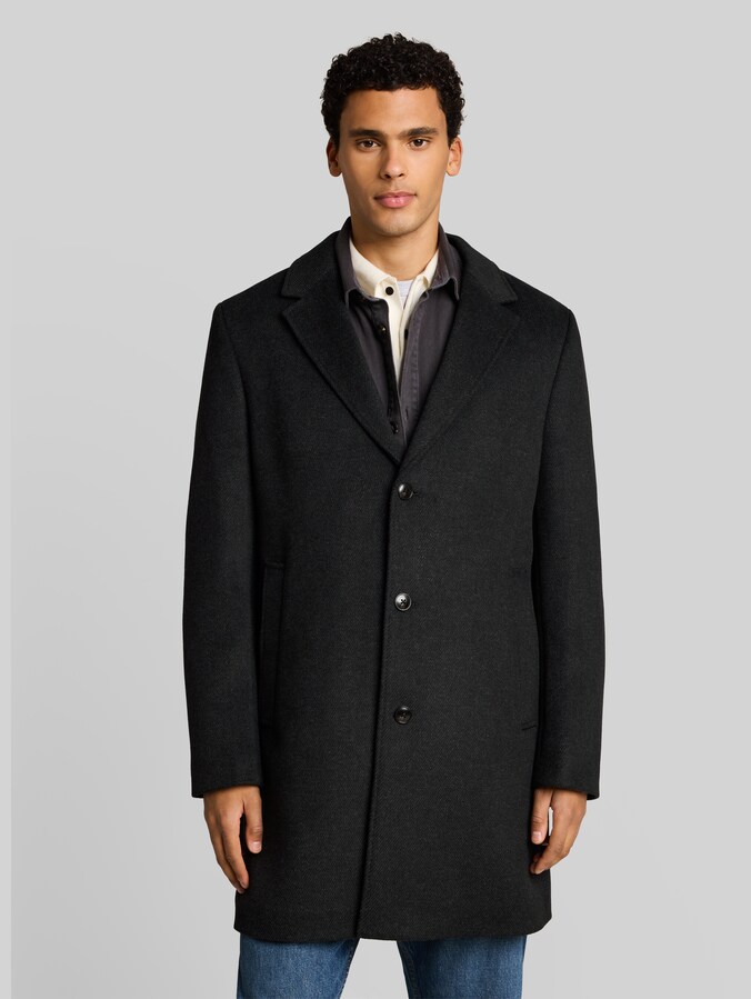 Relaxed fit wollen jas met reverskraag door Denim Male, dark grey melange twill