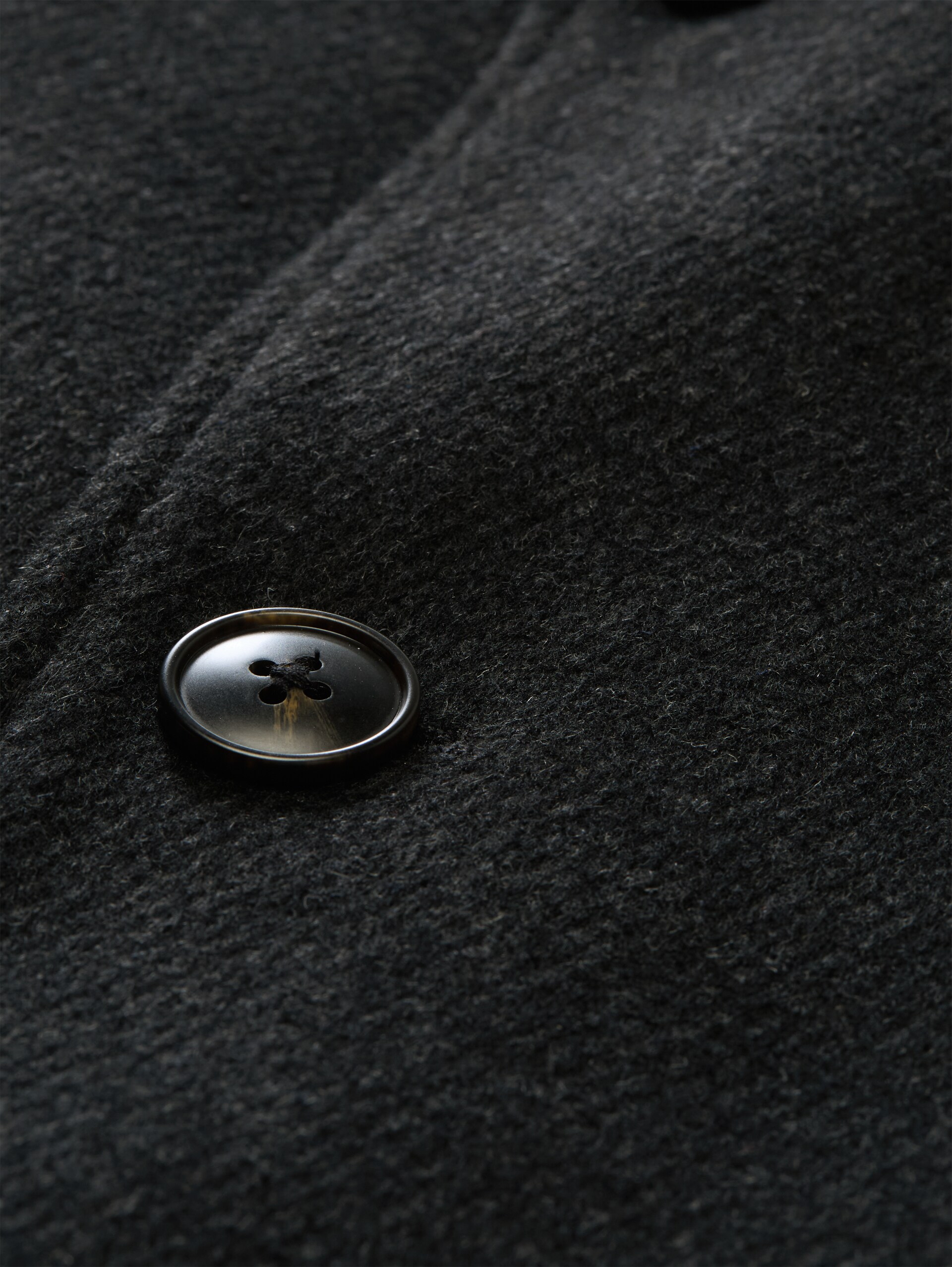 Relaxed fit wollen jas met reverskraag - dark grey melange twill - Detailaanzicht product