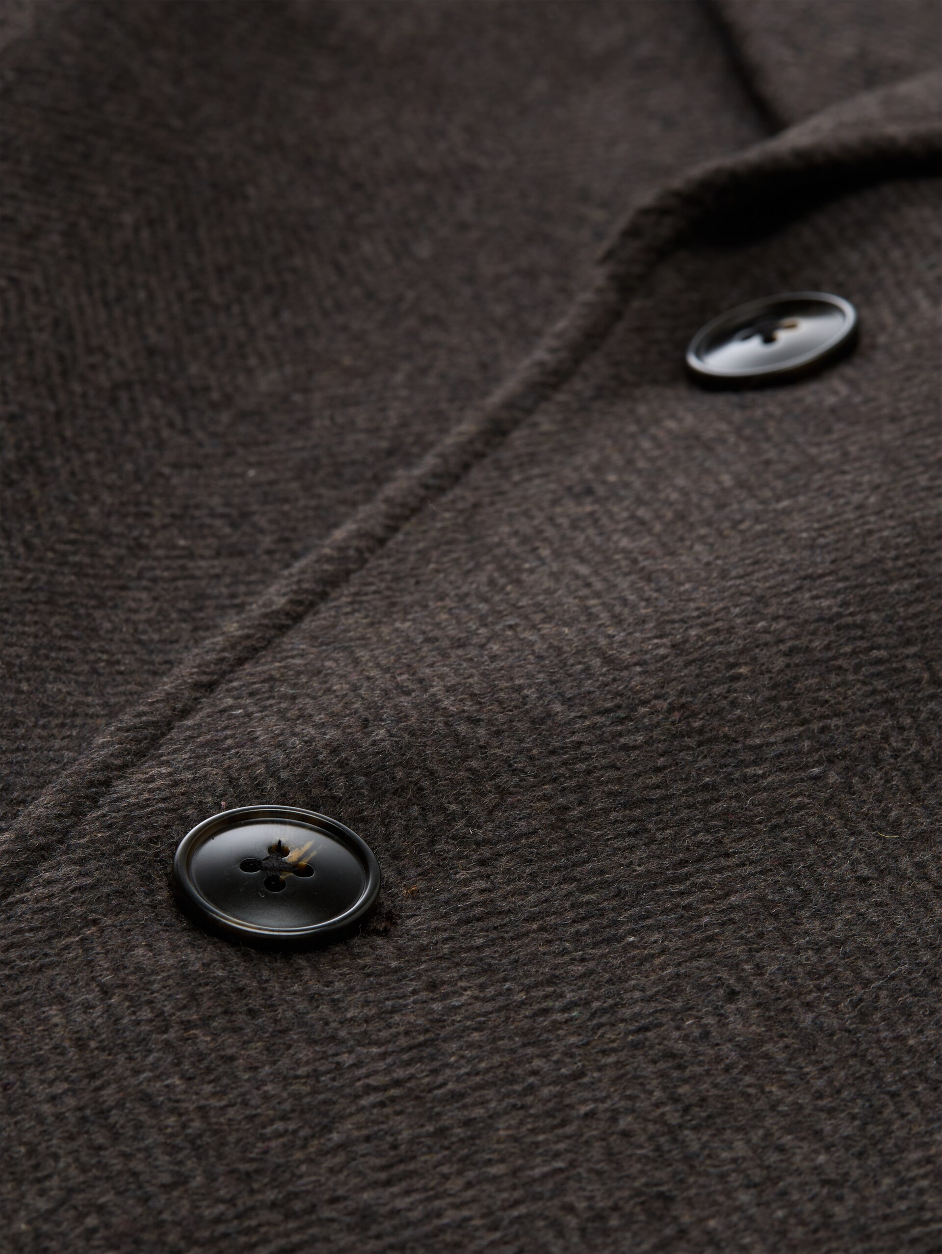 Relaxed fit wollen jas met reverskraag - brown melange herringbone - Detailaanzicht product