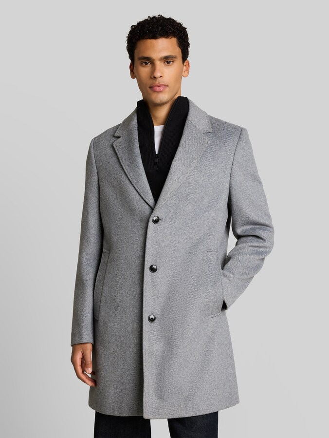 Relaxed fit wollen jas met reverskraag door Denim Male, light grey melange twill