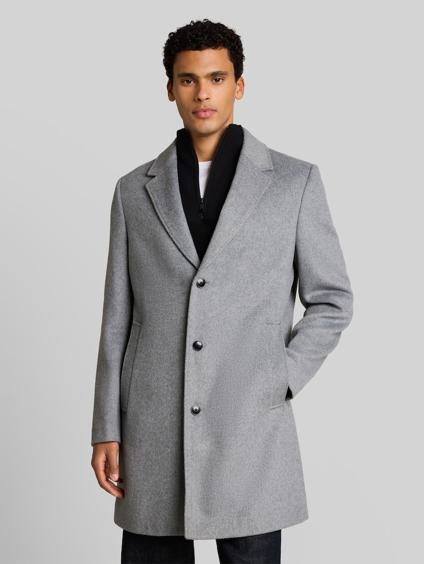 Relaxed fit wollen jas met reverskraag door Denim Male, light grey melange twill