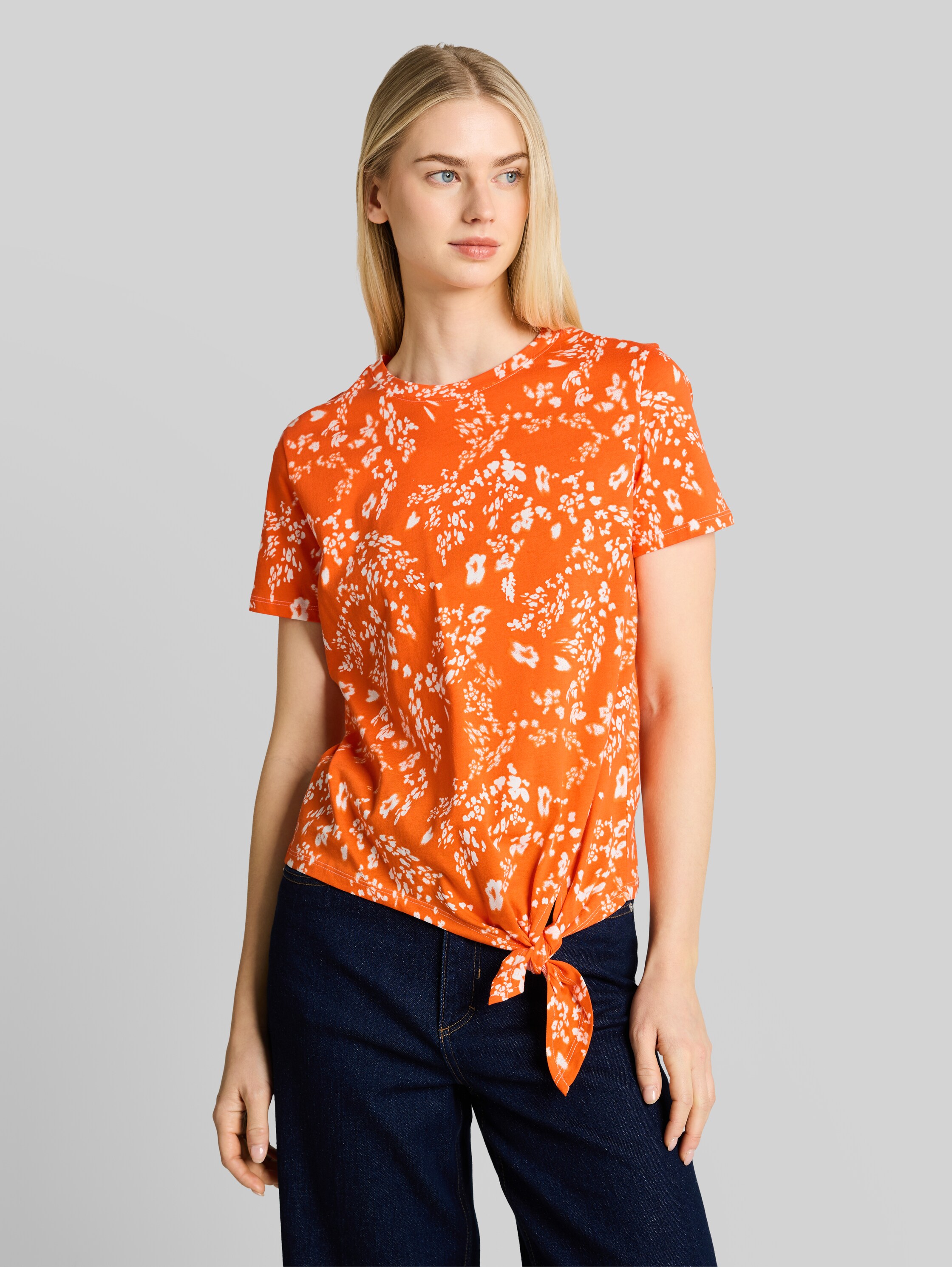 TOM TAILOR Fabric Mix T-Shirt Donna – Mix Di Tessuti Con Stampa, Scollo Rotondo, Maniche Corte, Vestibilità Regolare