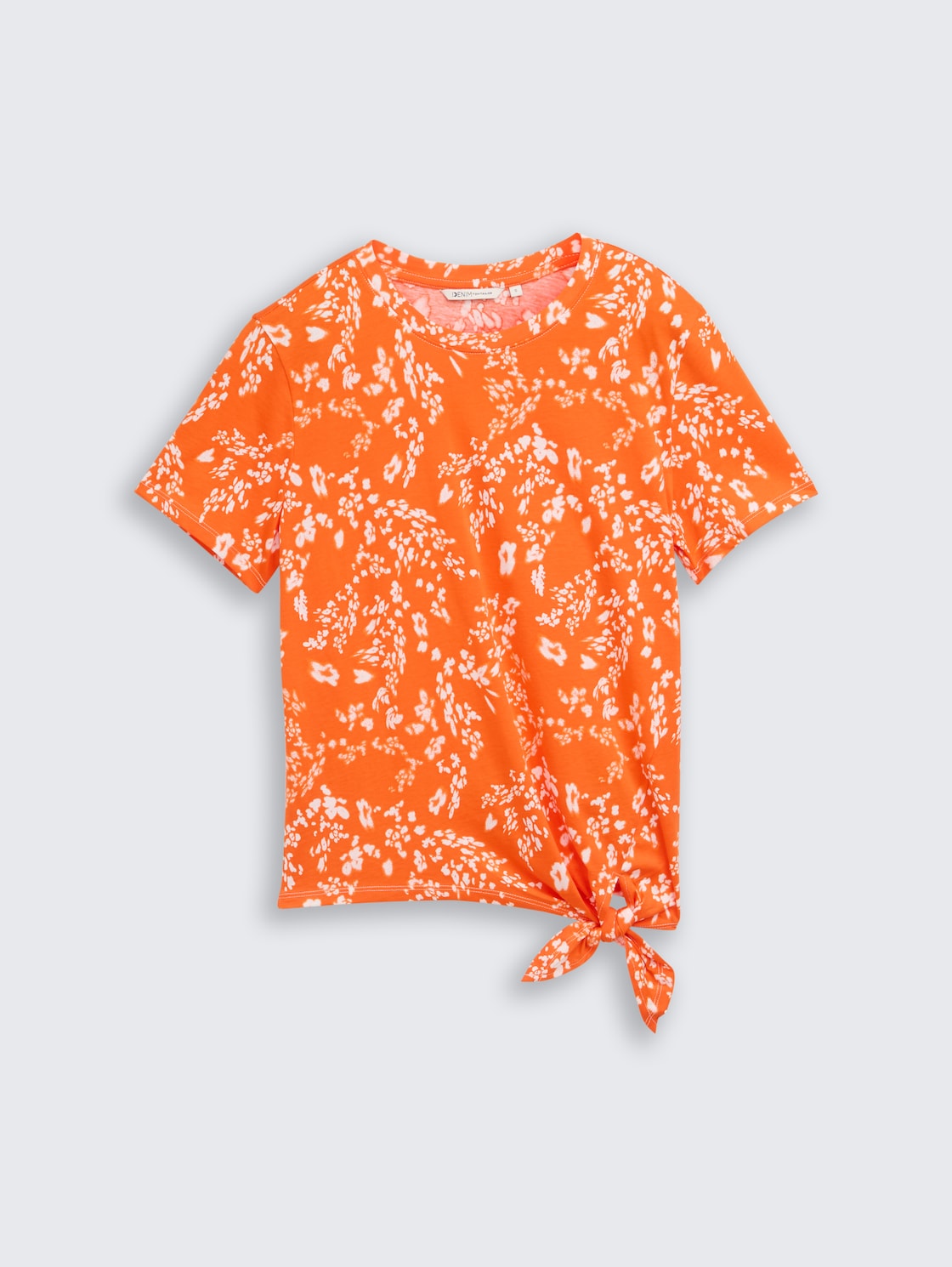 T-Shirt mit Knotendetail - red white flower print - Vorder-Produkt-Ansicht