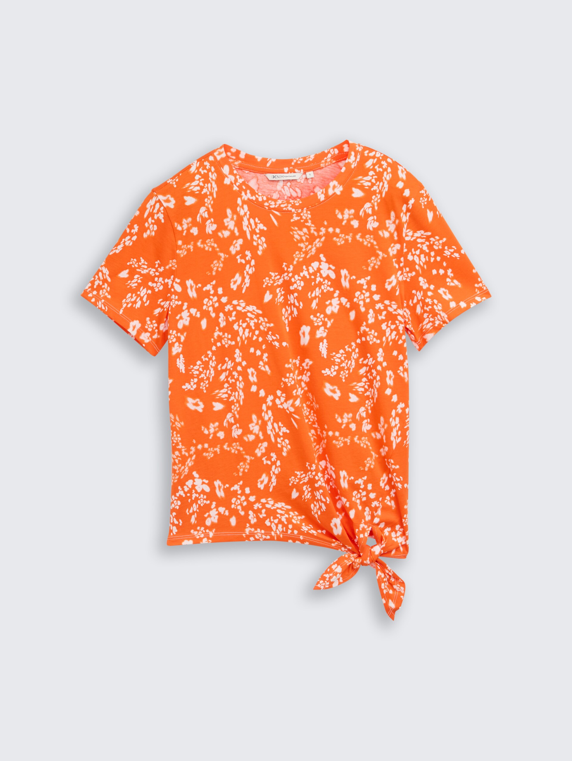 T-Shirt mit Knotendetail - red white flower print - Vorder-Produkt-Ansicht