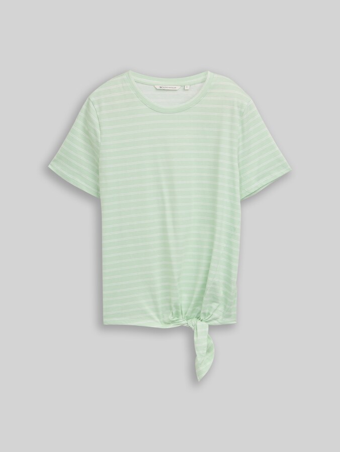 T-shirt met knoopdetail door Denim Female, matcha green irregular stripe