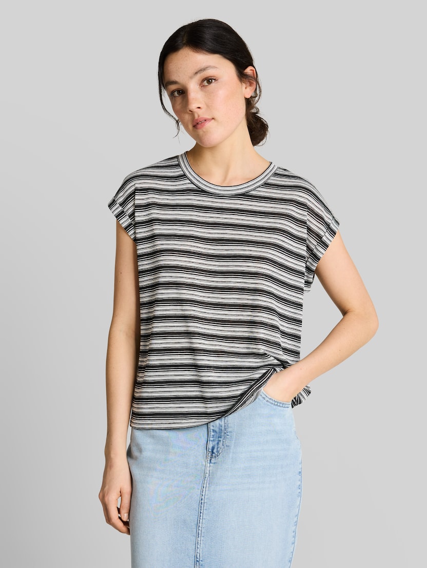 Striped T-shirt by Denim Female, black white gradient stripe