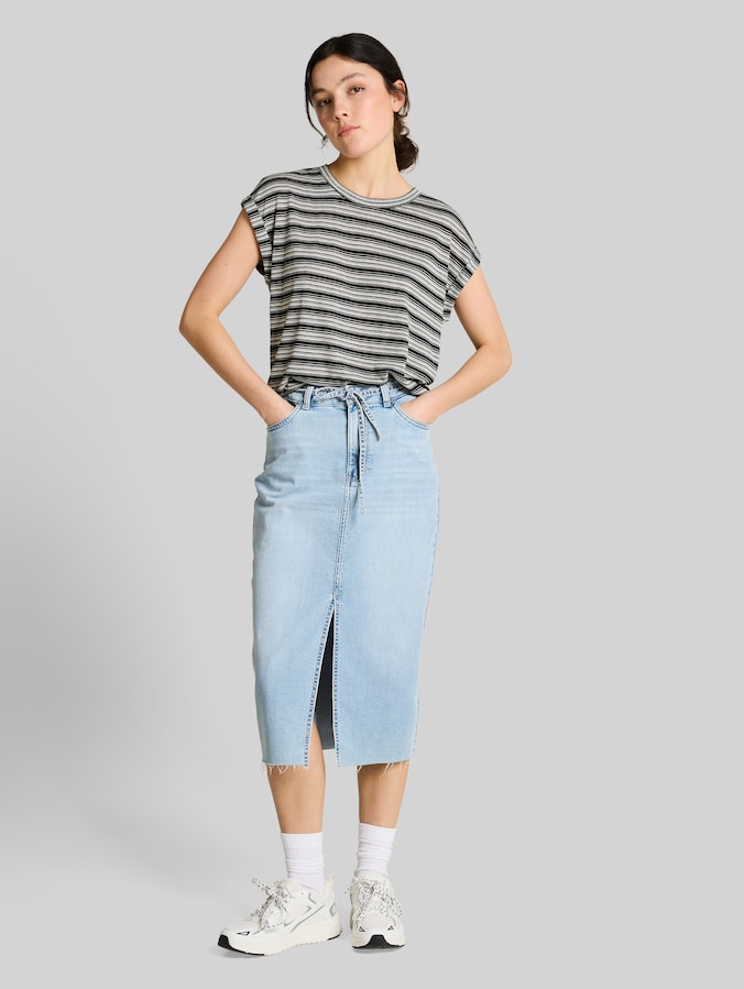 Gestreept T-shirt door Denim Female, black white gradient stripe