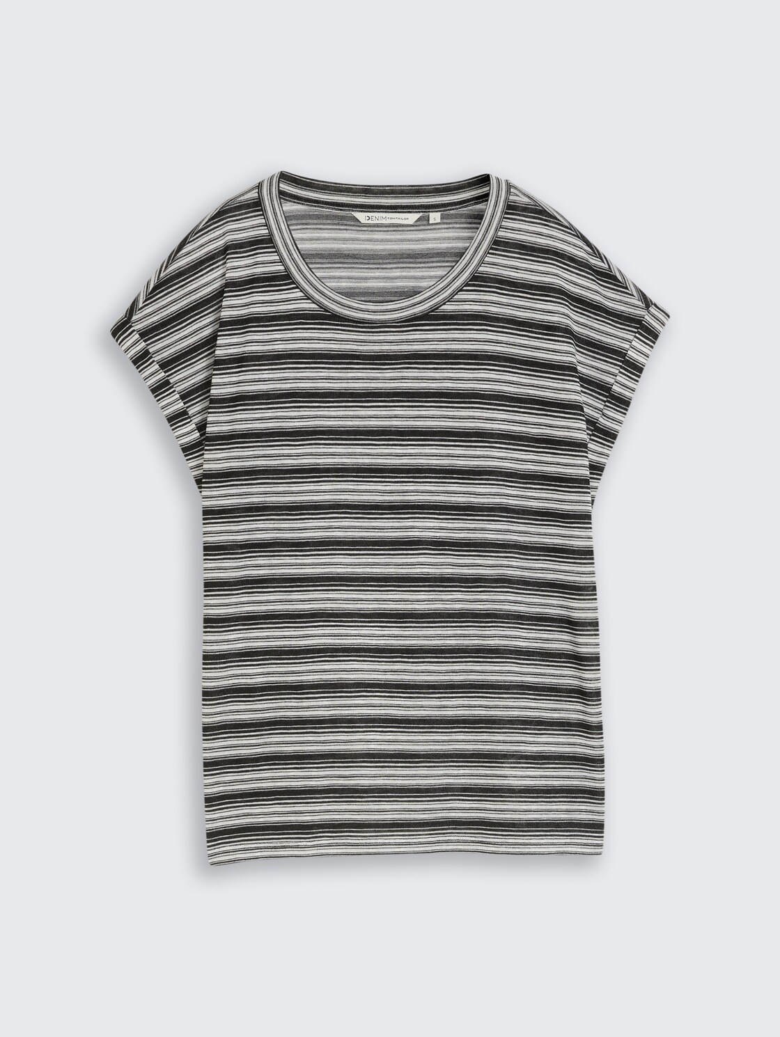 T-Shirt mit Streifenmuster - black white gradient stripe - Vorder-Produkt-Ansicht