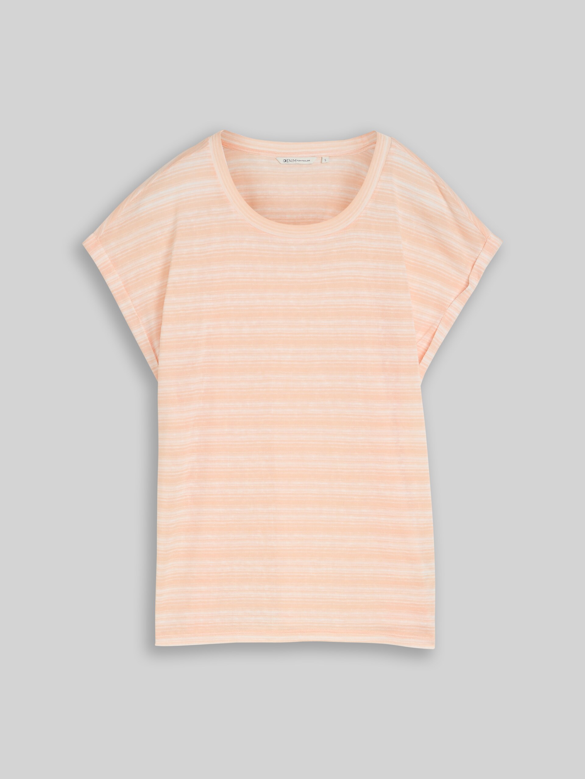 T-shirt with striped pattern - apricot white gradient stripe - Front product view