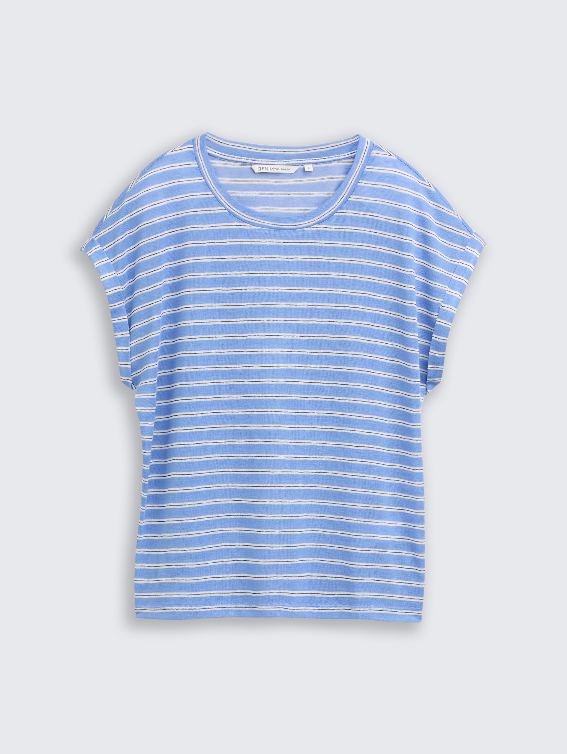 T-shirt met streepjesmotief - blue white black stripe - Product vooraanzicht