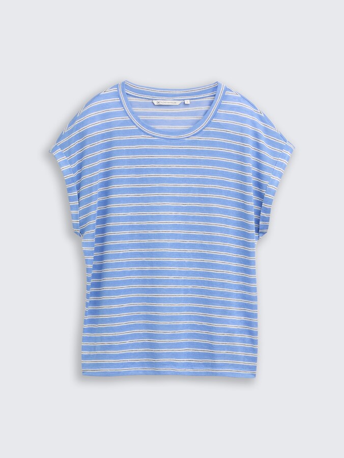 T-Shirt mit Streifenmuster von Denim Female, blue white black stripe