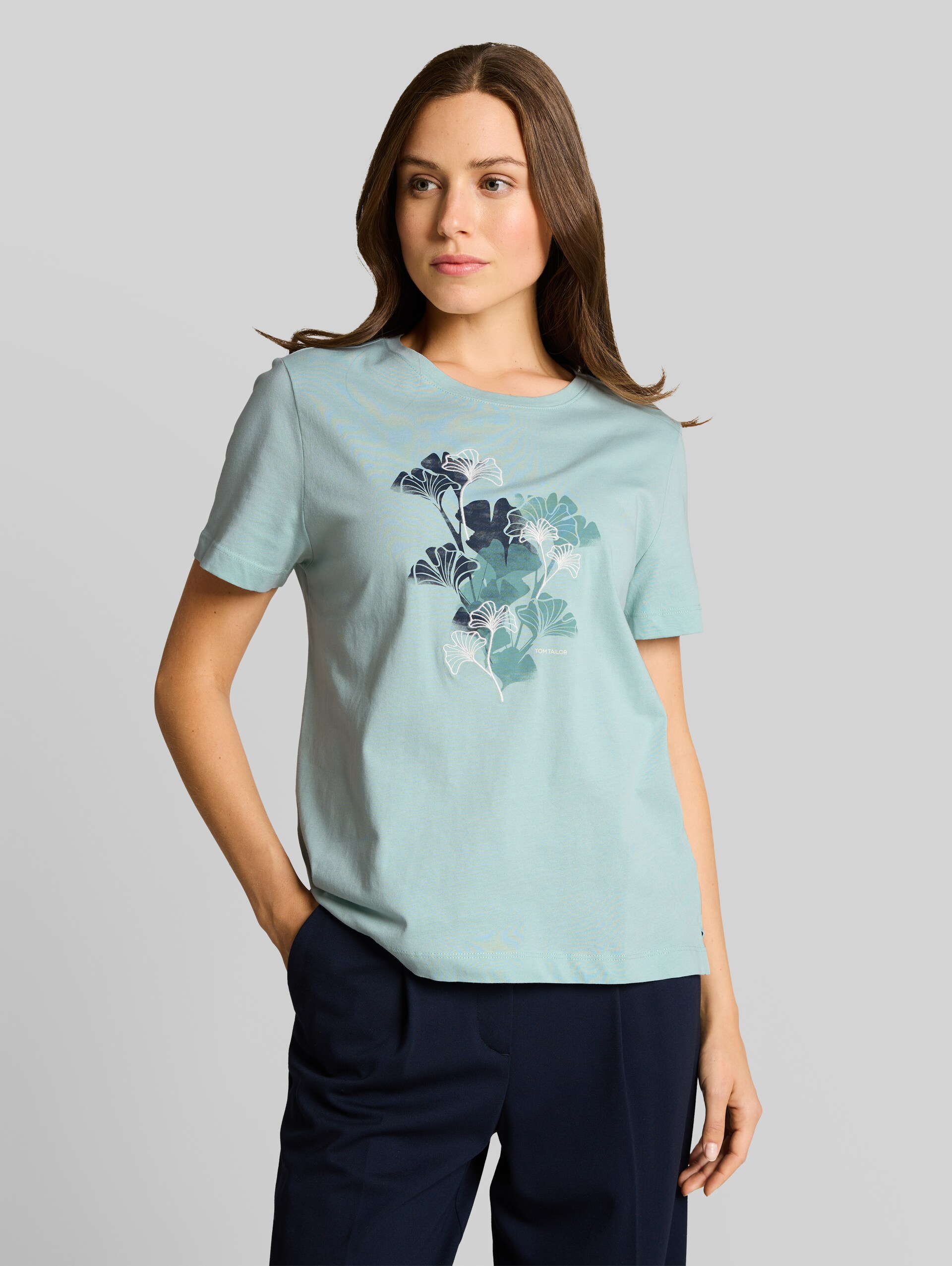 T-shirt met print - blue haze - Nek model vooraanzicht