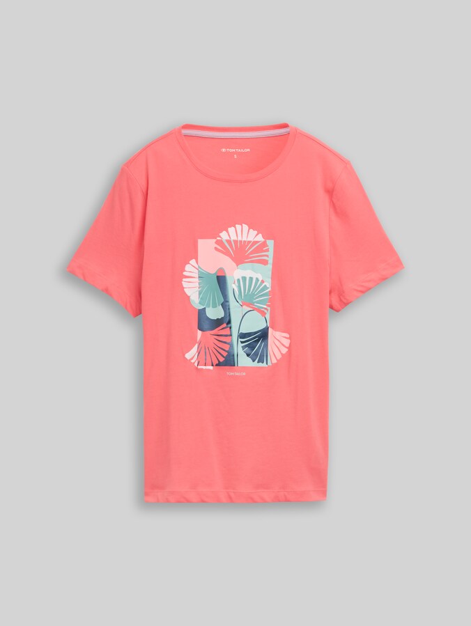 Printed T-shirt by Women, soft coral pink