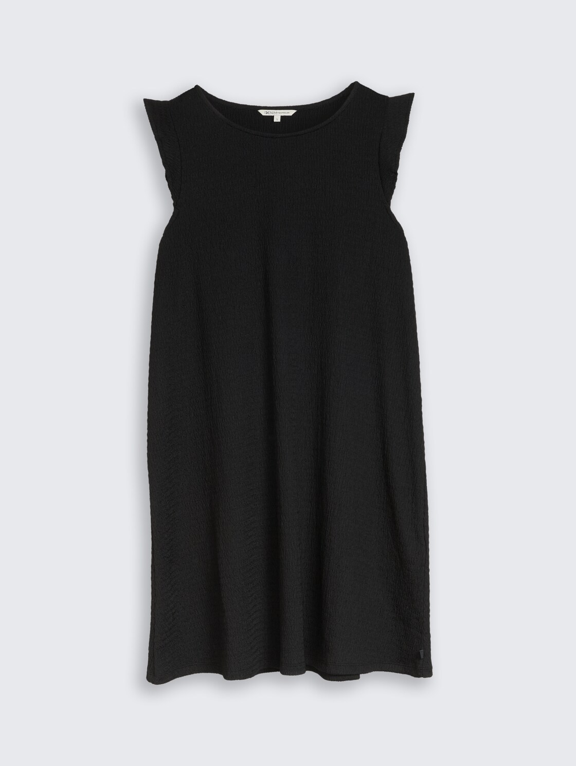 Crinkle Mini-Kleid mit Volantärmeln - deep black - Vorder-Produkt-Ansicht