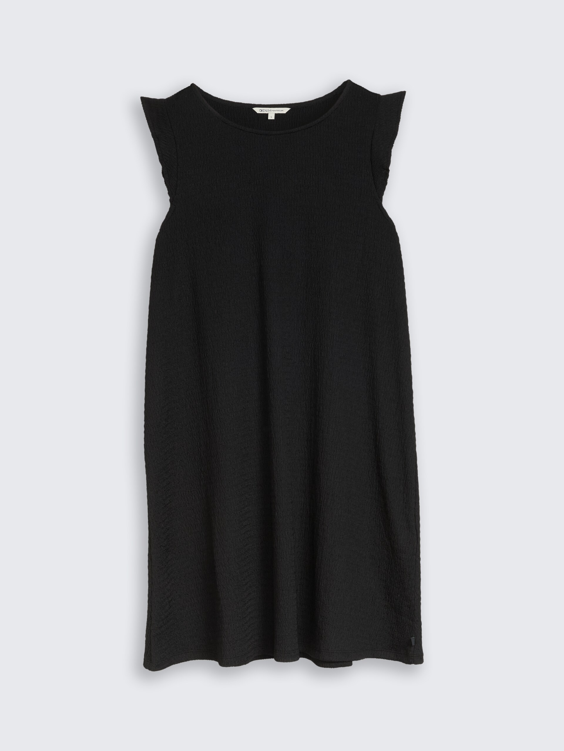 Crinkle mini-jurk met volantmouwen - deep black - Product vooraanzicht
