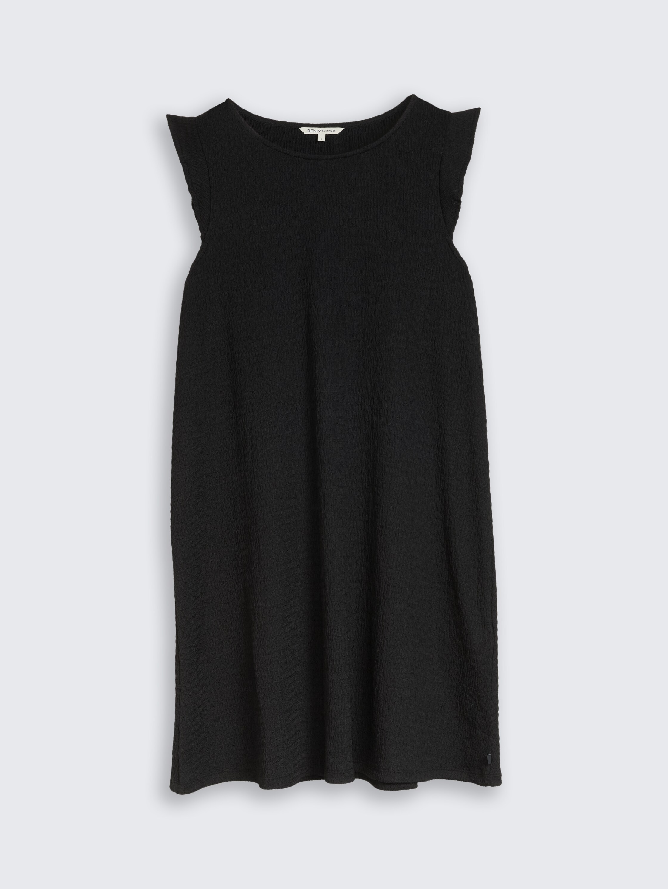 Crinkle mini dress with flounce sleeves - deep_black_1 - 