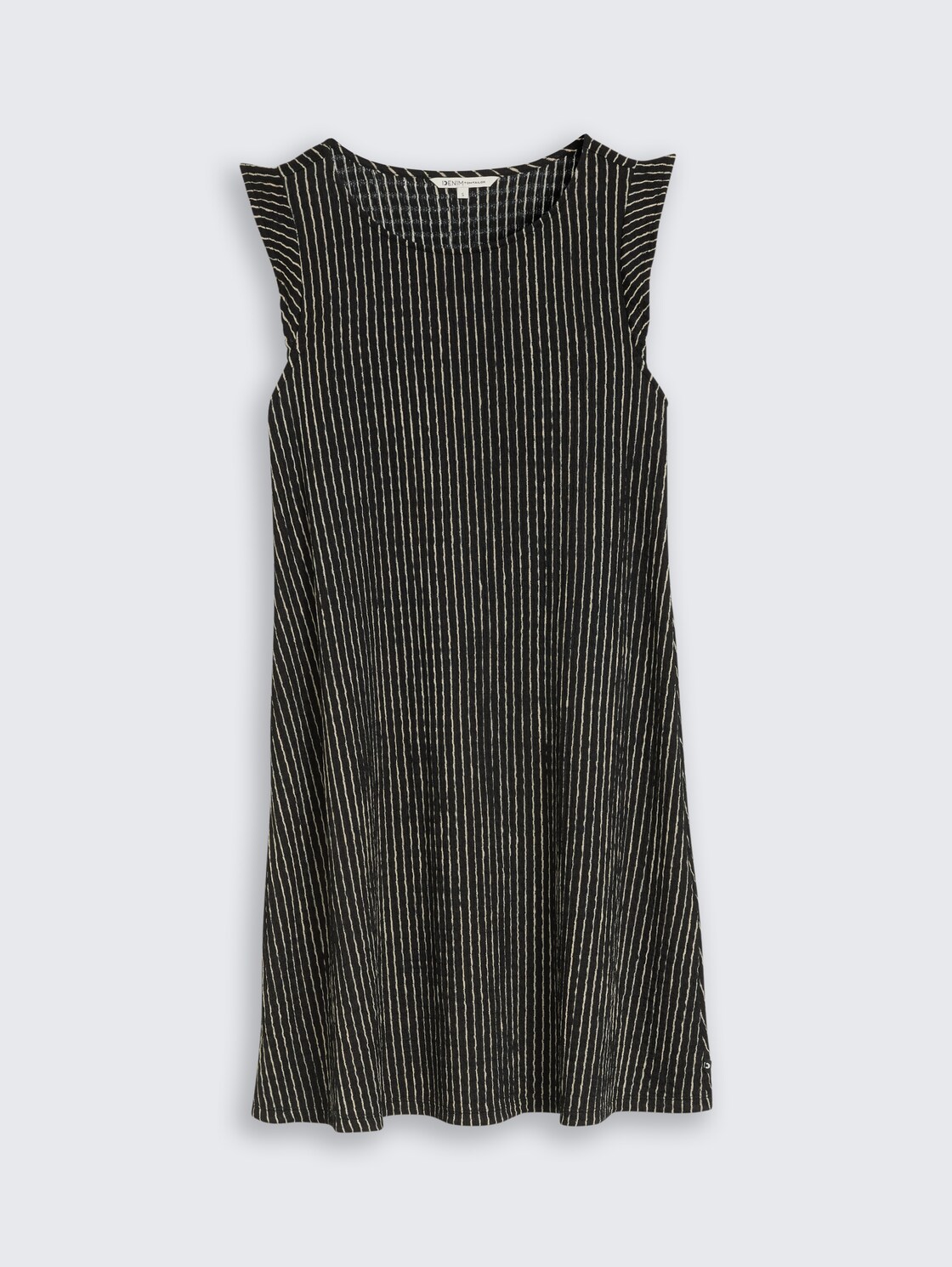 Crinkle Mini-Kleid mit Volantärmeln - black beige stripe - Vorder-Produkt-Ansicht