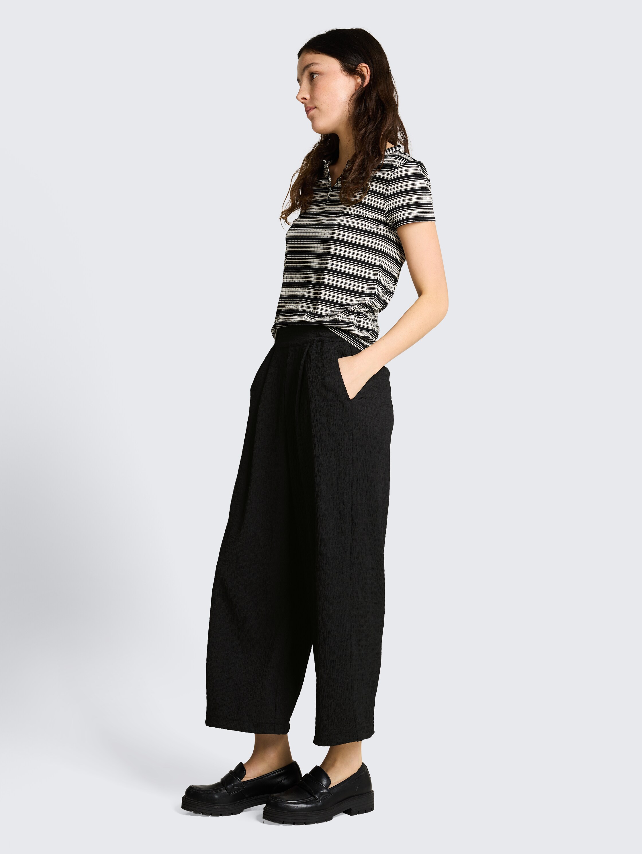 Crinkle culotte trousers - deep_black_1 - 