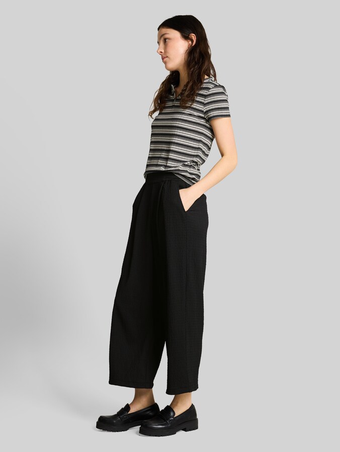 Crinkle Culotte Hose von Denim Female, deep black