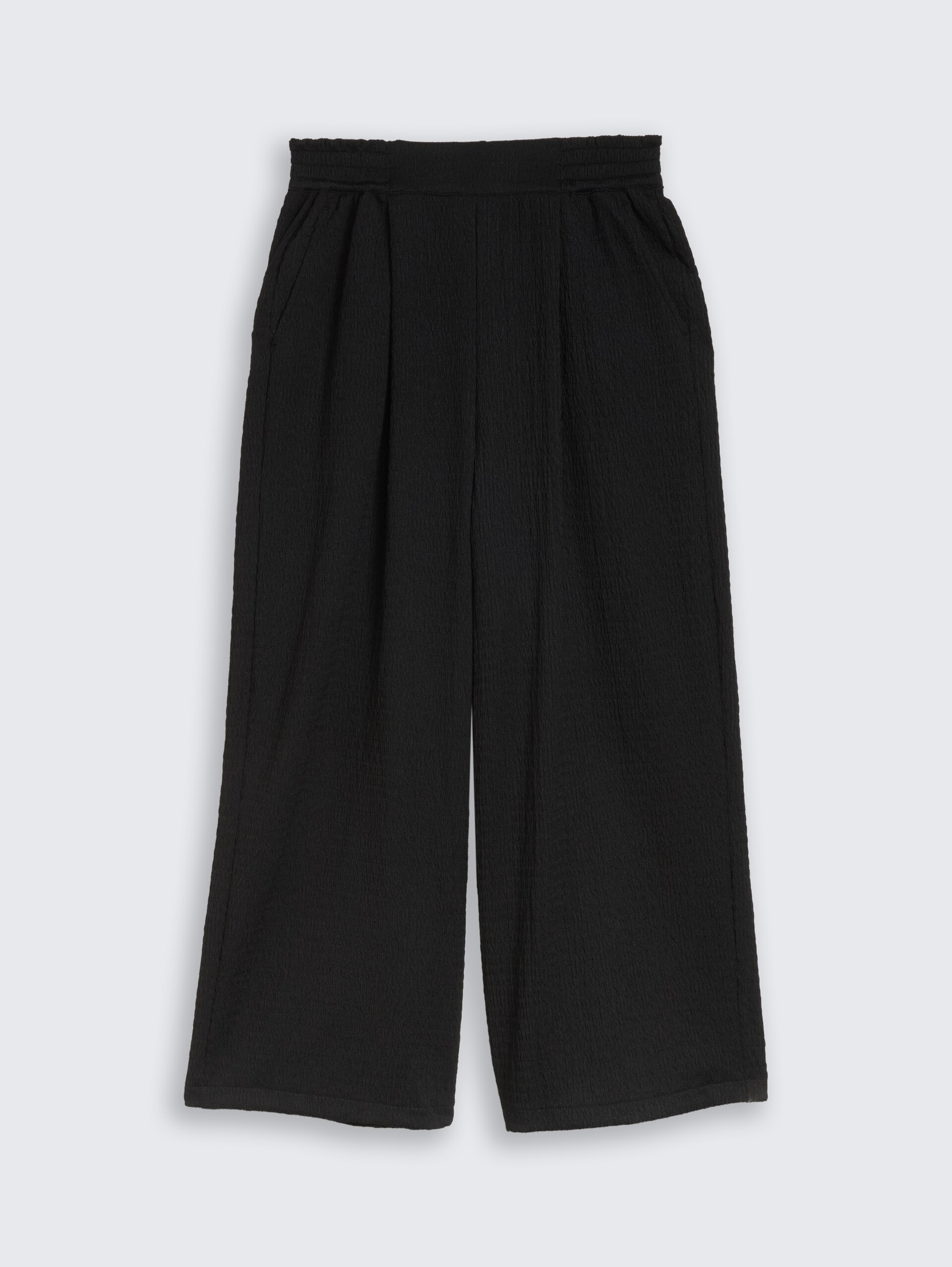 Crinkle Culotte Hose - deep black - Vorder-Produkt-Ansicht