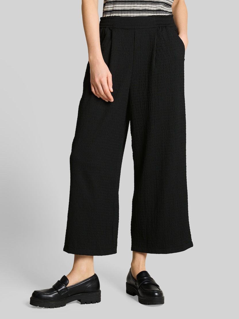 Crinkle culottebroek door Denim Female, deep black