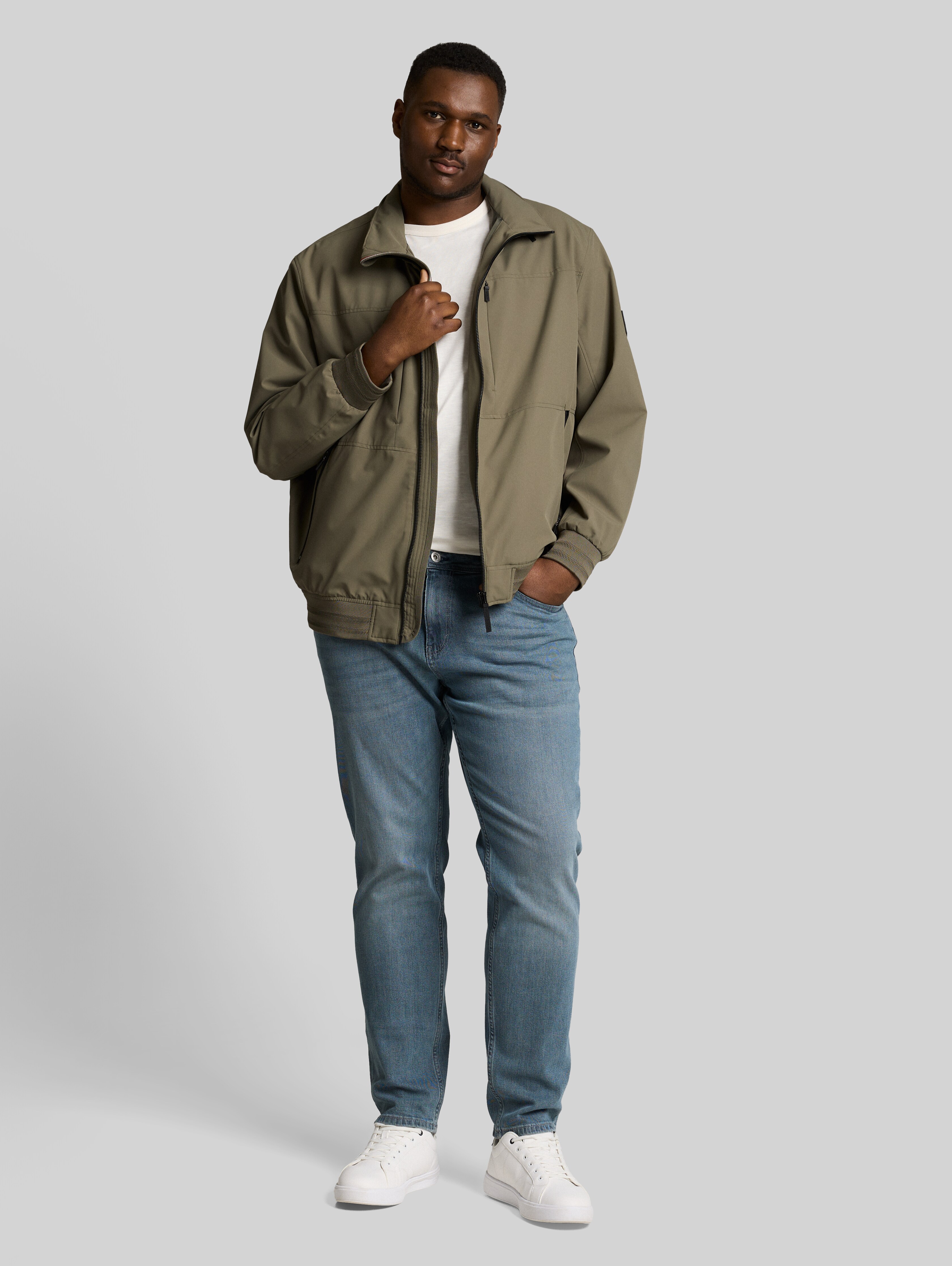 Plus Size - blouson jacket with stowable hood in green by Tom Tailor