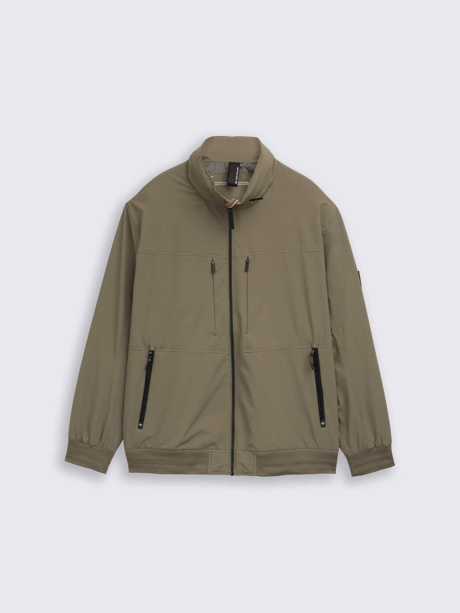 Plus Size - Blouson Jacke mit verstaubarer Kapuze - faded leaf green - Vorder-Produkt-Ansicht
