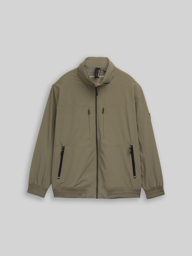 Plus Size - Blouson Jacke mit verstaubarer Kapuze von Men Plus Size, faded leaf green