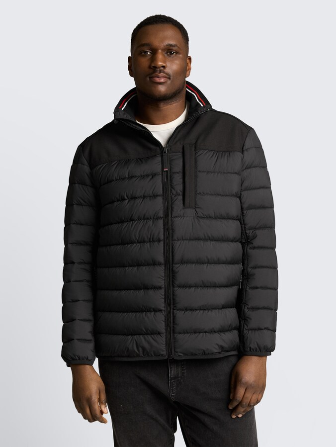 Plus Size - Hybride gewatteerd vest met opstaande kraag door Men Plus Size, Black