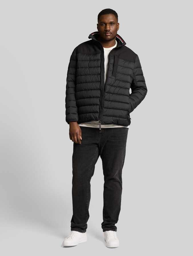 Plus Size - Gilet matelassé hybride à col montant par Men Plus Size, Black