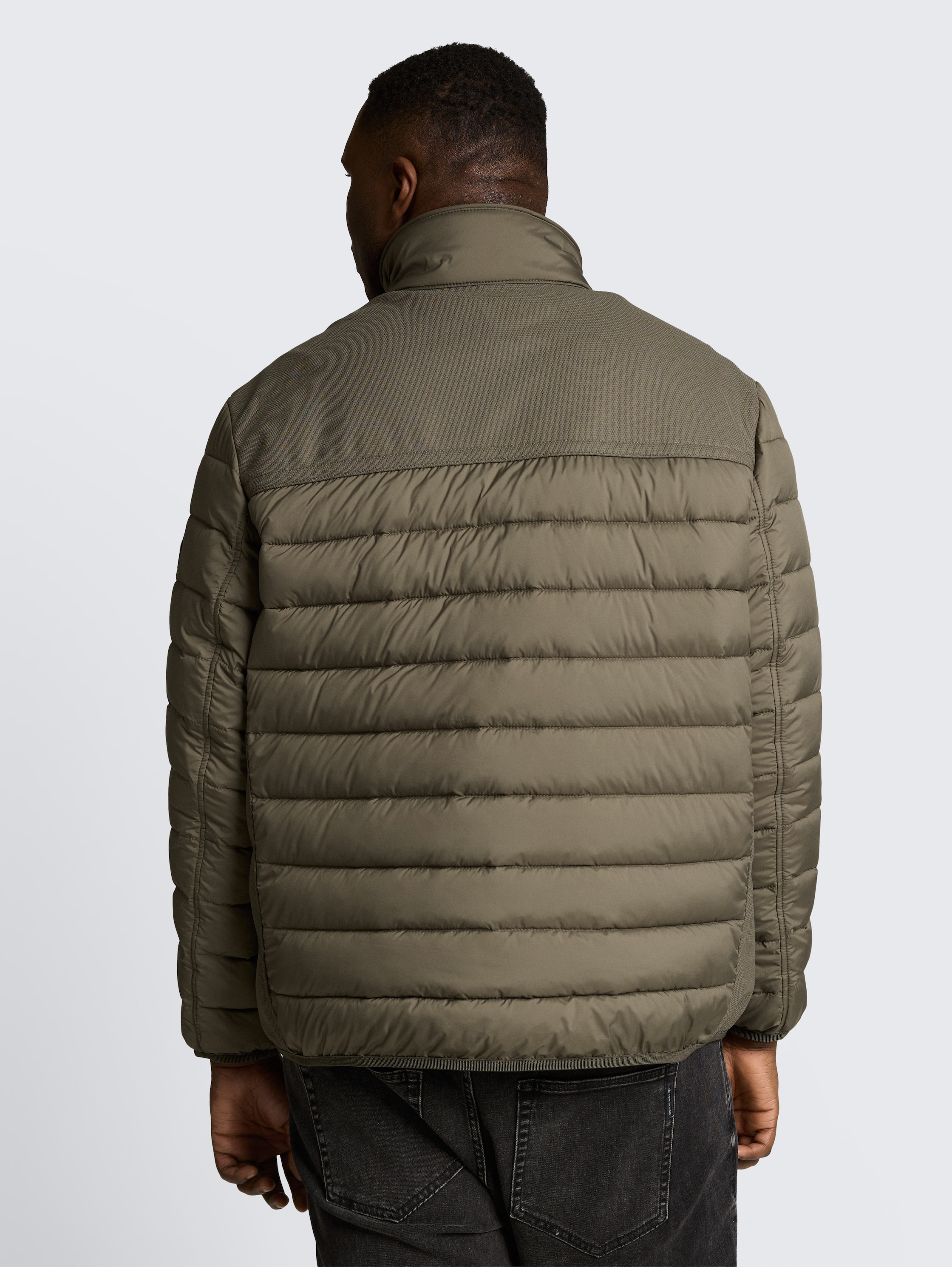 Plus Size - hybrid quilted waistcoat with stand-up collar - faded_leaf_green - 