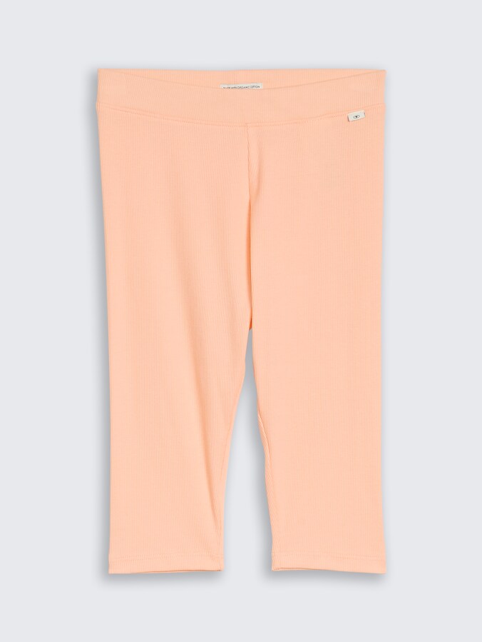 Ribbed capri leggings by Mini Girls, peach bloom
