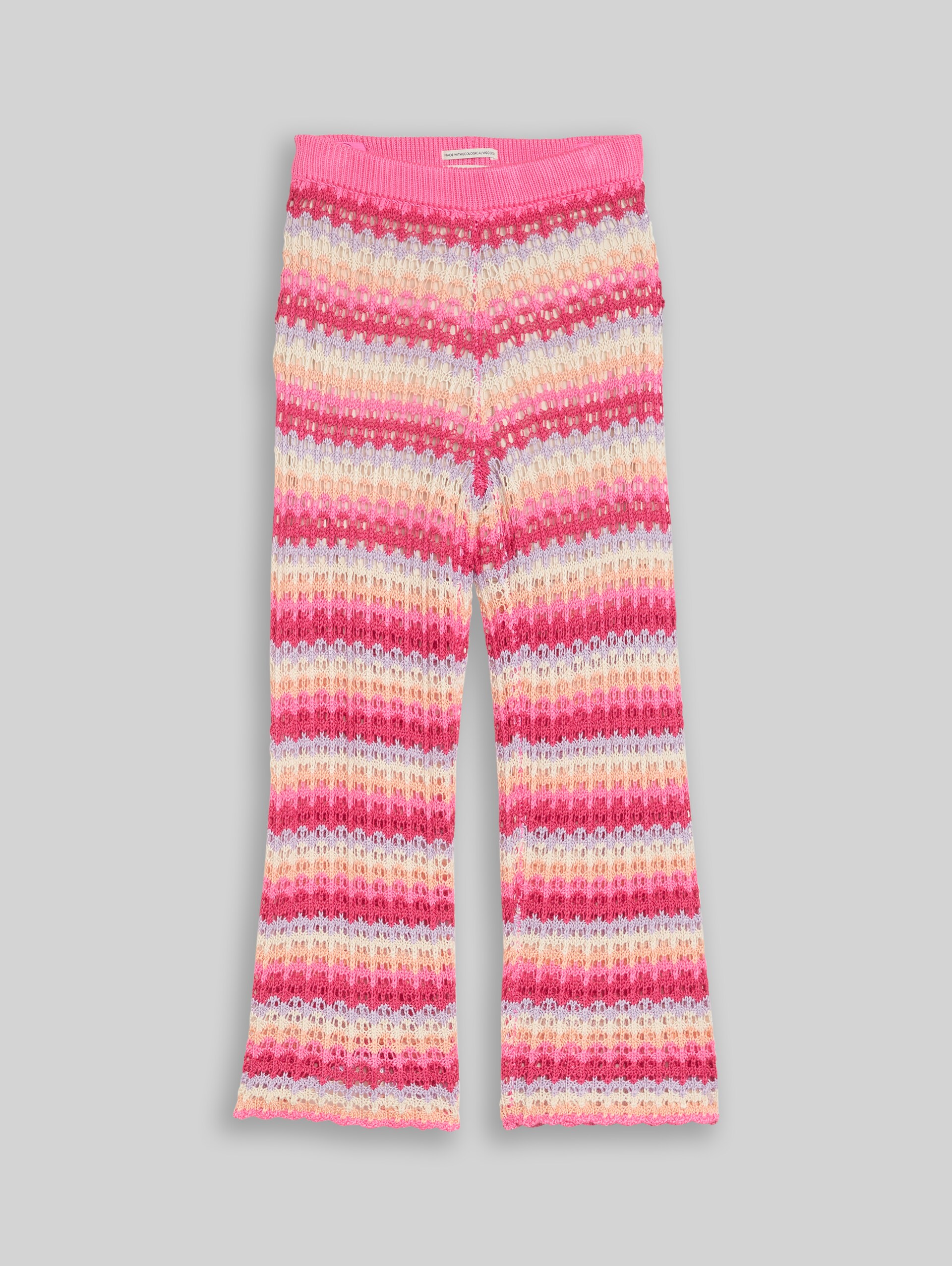 Wide leg knitted trousers with stripes - multicolor stripe - Front product view