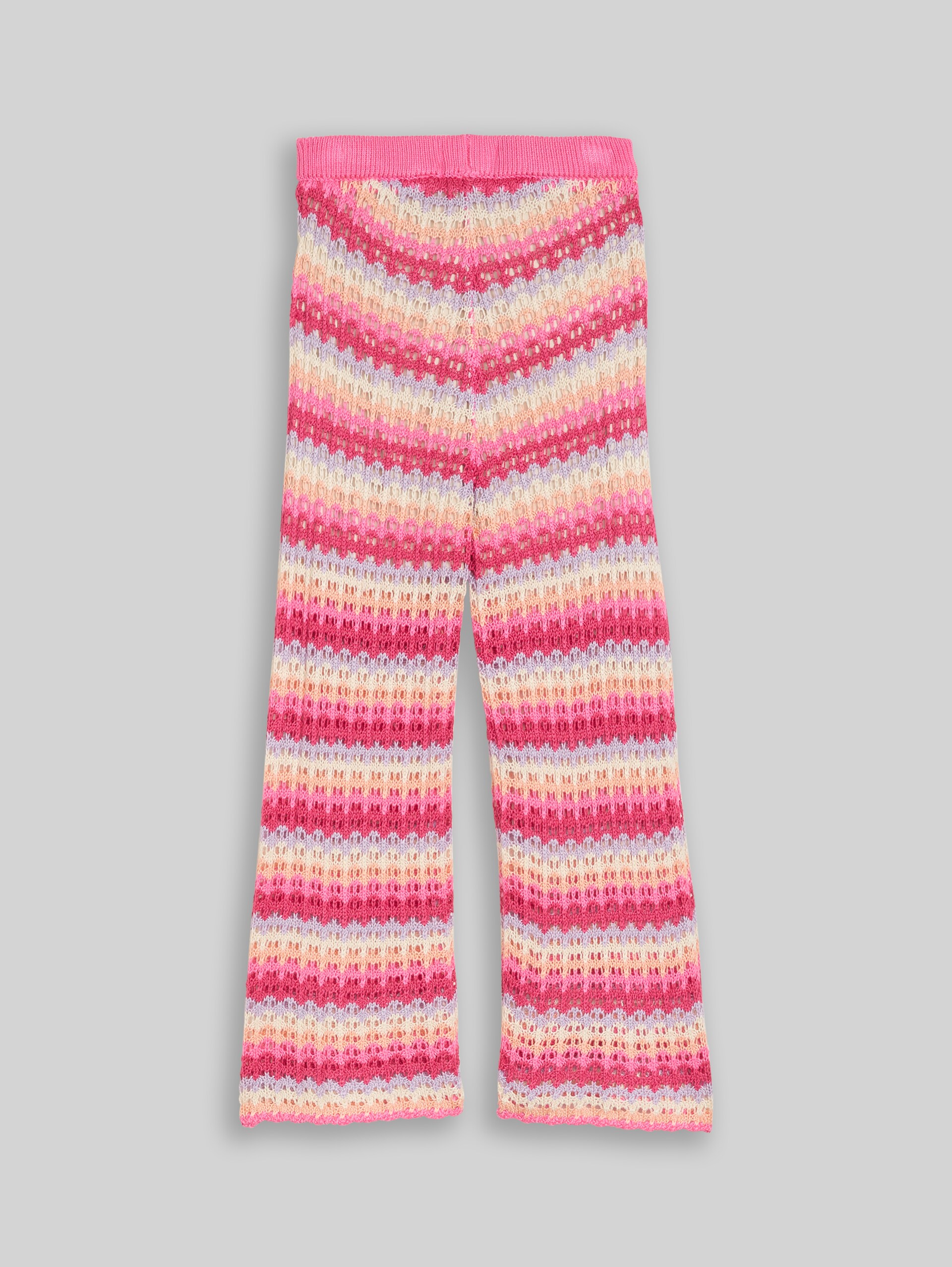 Wide leg knitted trousers with stripes - multicolor stripe