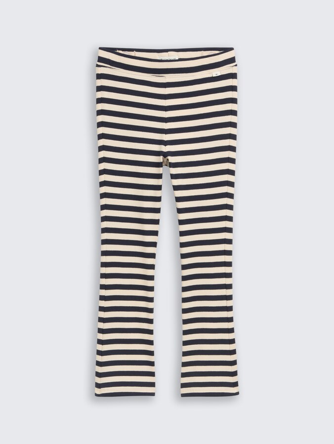 Flared legging met streepjespatroon door Mini Girls, dark blue off white stripe