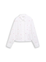Niet geselecteerd, Boxy fit overhemdblouse met hartjesborduursel door , wit