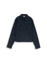 Geselecteerd, Boxy fit overhemdblouse met hartjesborduursel door Tom Tailor, blauw