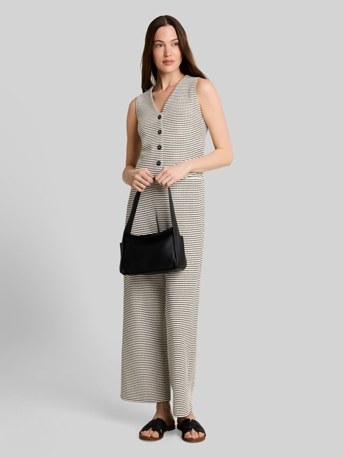 Fitted Jacquard Blazer-Weste von Denim Female, white black knit stripe